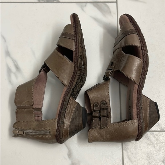 Bussola Brown/Dark Tan Leather Comfort Sandles Minimalist Design Size 40 - Picture 6 of 16